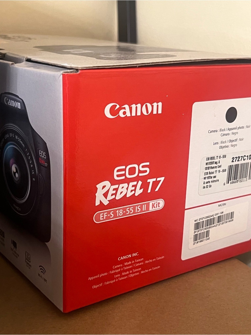 Canon EOS Rebel T7 DSLR Kit - Black and Red Box